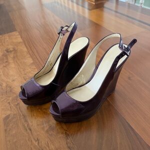 Women’s Slingback Wedge Heels in Deep Plum